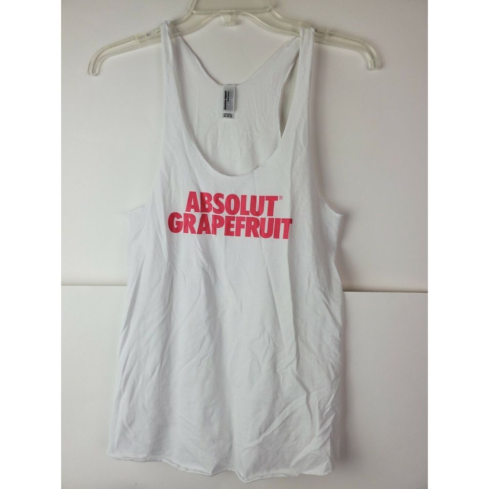 Absolut Grapefruit Womens Tank Top White Pink Medium Cotton American‎ Apparel